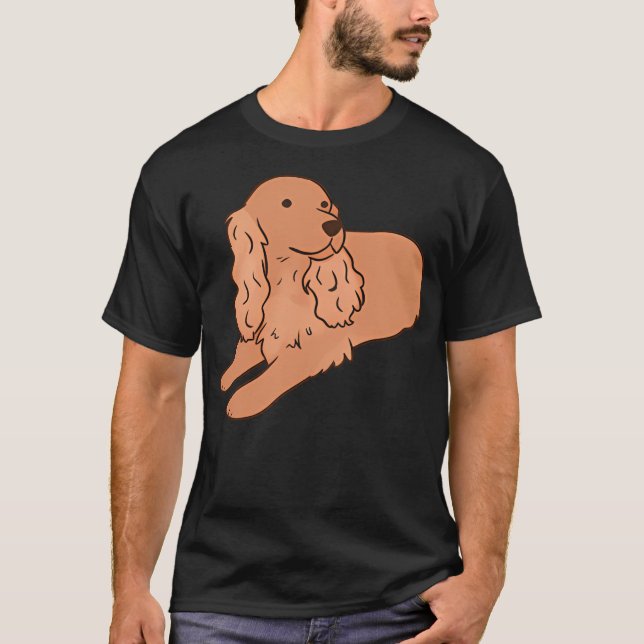 Röd engelsk Cocker Spaniel Illustration T Shirt (Framsida)