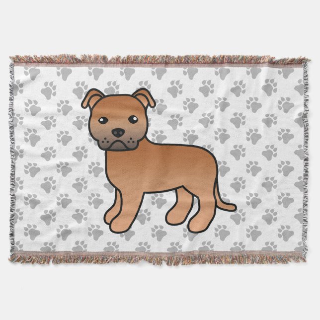 Röd engelsk staffordshire bullterrier hund filt (Framsidan)