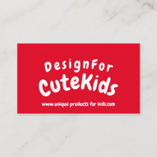 Röd Enkel Typografi Barn Lek Visitkort