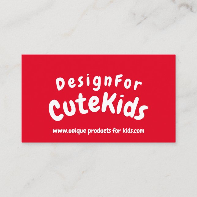 Röd Enkel Typografi Barn Lek Visitkort (Framsida)