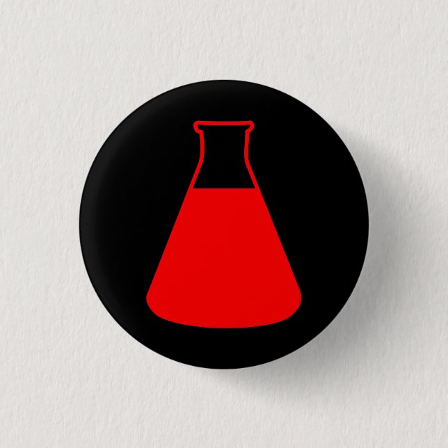 Röd Erlenmeyer flaskakemi knäppas klämmer fast Knapp (Framsida)