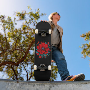 Röd estetisk blomma mini skateboard bräda 18,5 cm