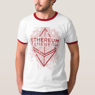 Röd Ethereum binär Grunge T-shirt