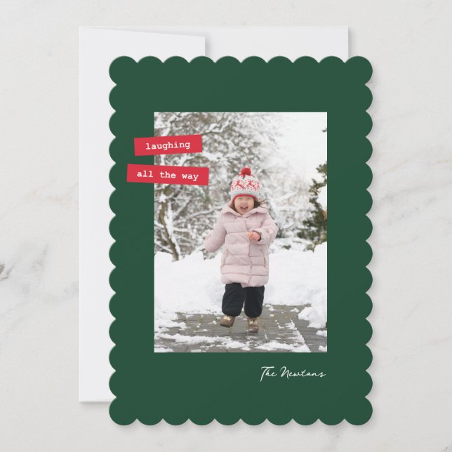 Röd etikett Enstaka Foto Platt Julkort (Framsida)