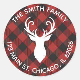 Röd etikett för adress för buffelplädren