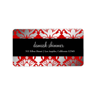 röd etikett för Shimmer 311-Damask Adressetikett