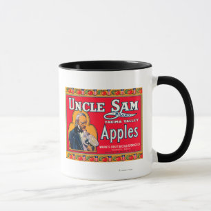 (Röd) etikett för Uncle Sam Apple - Wapato, WA Mugg