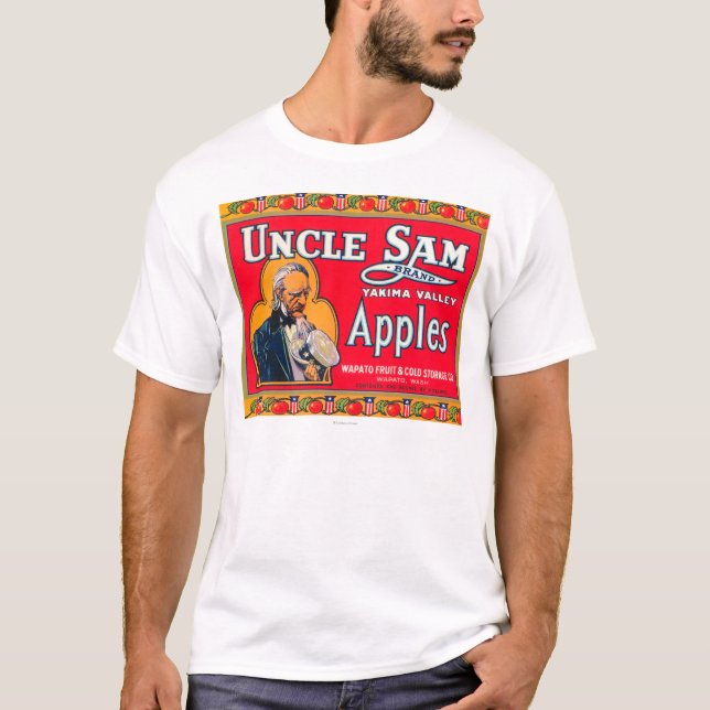 (Röd) etikett för Uncle Sam Apple - Wapato, WA Tee (Framsida)