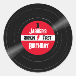 Röd etikett på vinylskivans första födelsedag