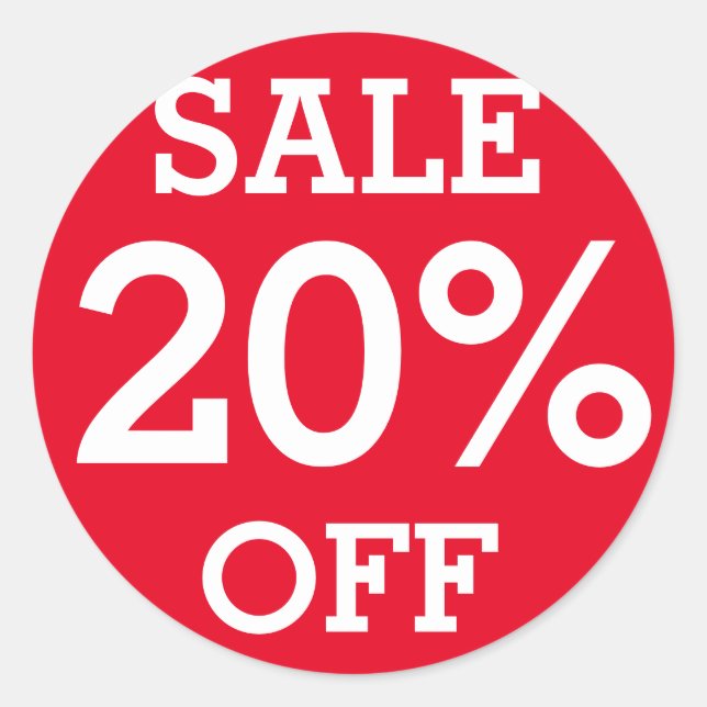 Röd etikett SALE 20 % OFF Detaljhandel (Framsida)