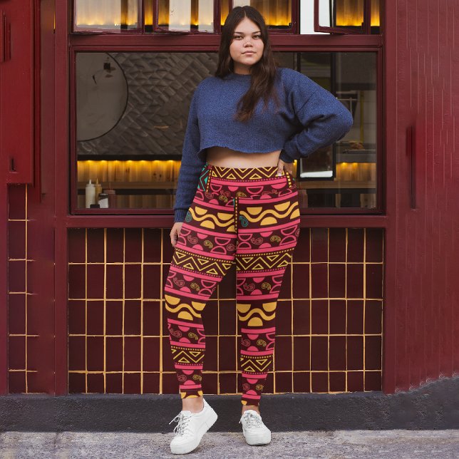 röd etnisk aztec leggings (Skapare uppladdad)