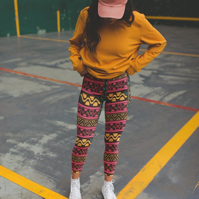 röd etnisk aztec leggings (Skapare uppladdad)