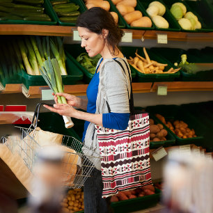 Röd etnisk aztec-väska tygkasse