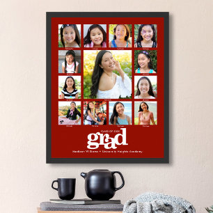 Röd examens K–12 fotokollage Modern fet stil Poster