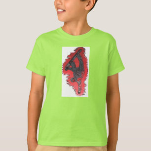 Röd explosion-pojkssnowboarder T. T-shirt