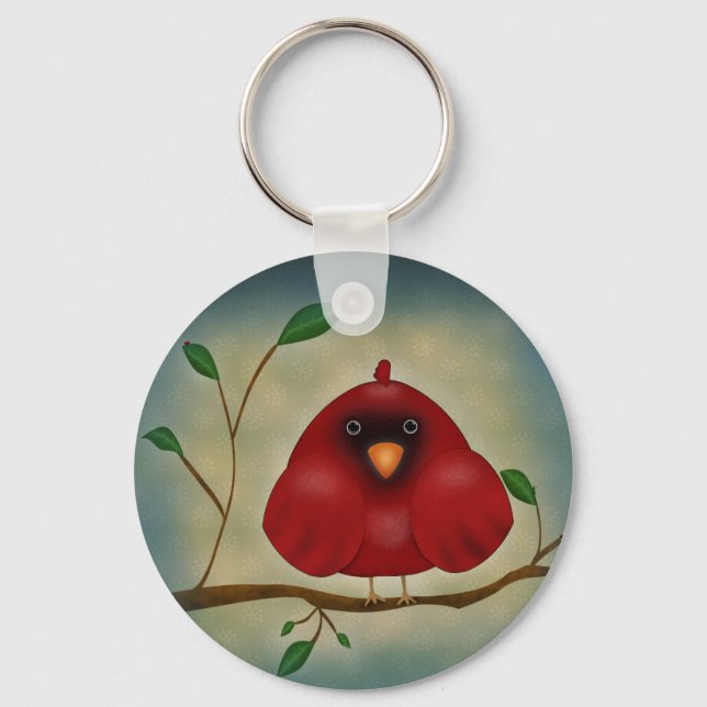 Röd fågel Cardinal Nyckelring (Framsida)