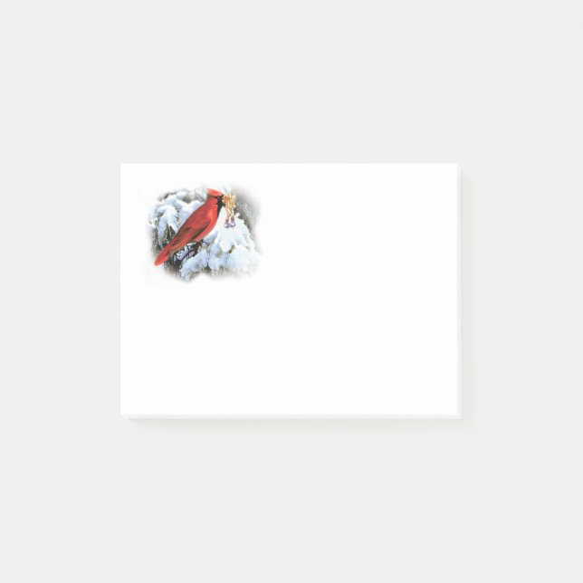 röd fågel i snö post-it block (Framsida)