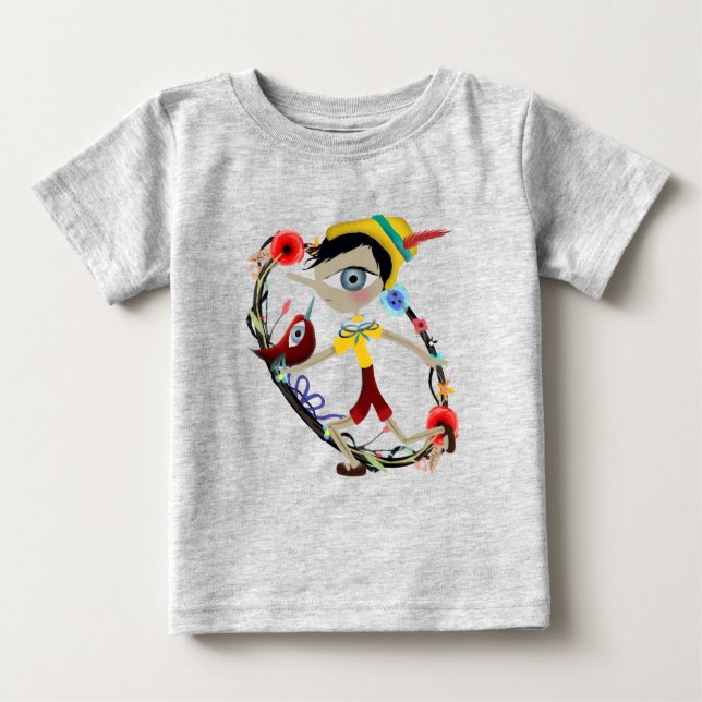 Röd fågel Pinoccio pinocho Pinocchio  T-Shirt (Framsida)