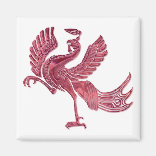Röd fågel röd glas magnet (Framsidan)