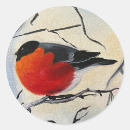 Röd fågel runt klistermärke