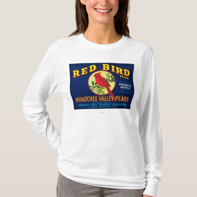 Röd fågelPearlåda LabelPashastin, WA Tee Shirt (Framsida)