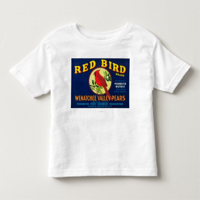 Röd fågelPearlåda LabelPashastin, WA Tee Shirt (Framsida)