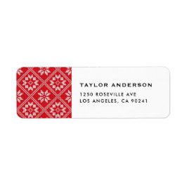 Röd Fair Isle-stickad tröja Mönster jul Returadress Etikett