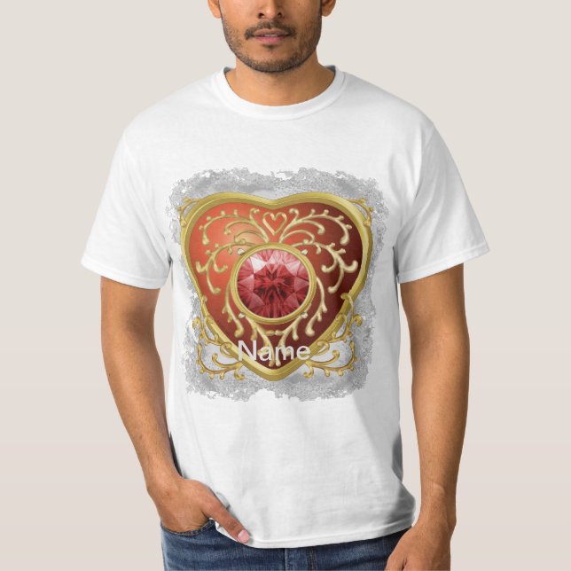 Röd Falsk Juvel  Änglahjärta t-shirt  (Framsida)