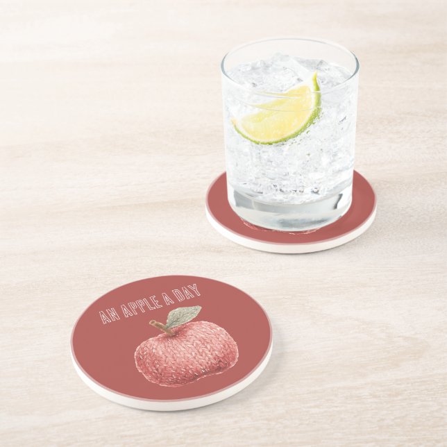 Röd falsk stickad äpple en dag frukt underlägg (Sidan)