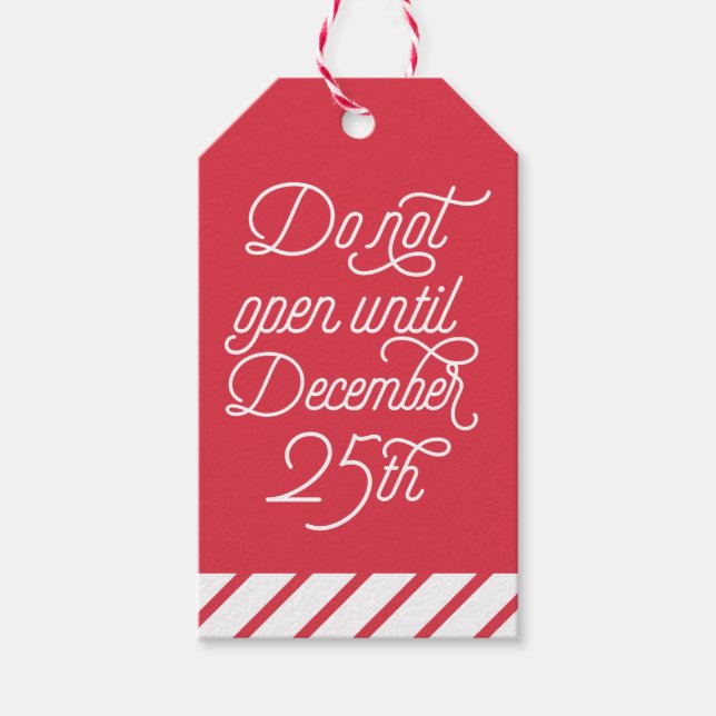 Röd får inte öppnas förrän den 25 december | HELGD Presentetikett (Framsidan)