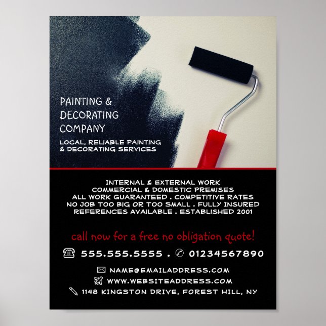 Röd färg, färg- och dekoratorreklam poster (Framsidan)