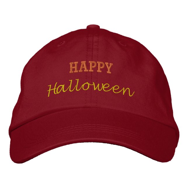 Röd färg Justerbar Glad Halloween-dag-Hatt Broderad Keps (Framsida)