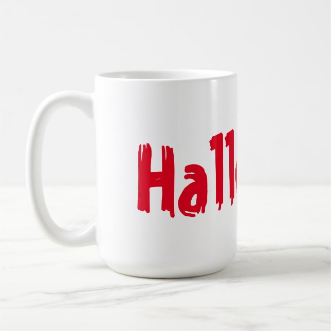 Röd Färg Skräcknatt Halloween Text Tryckt Mugg Kop (Vänster)