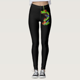 Röd, färgad, färgad, Träd groda Leggings