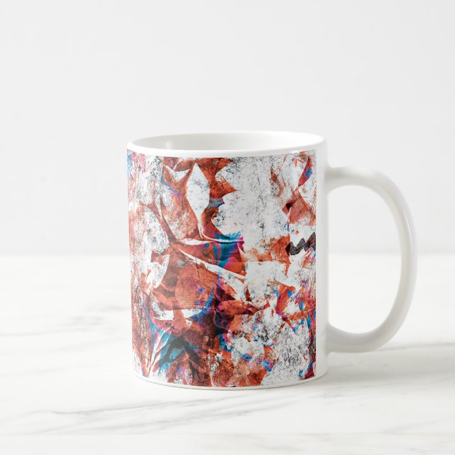 Röd färgpensel abstrakt modern digital konst kaffemugg (Höger)