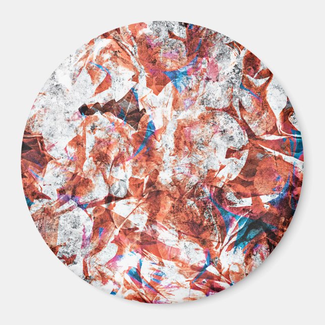 Röd färgpensel abstrakt modern digital konst magnet (Framsidan)