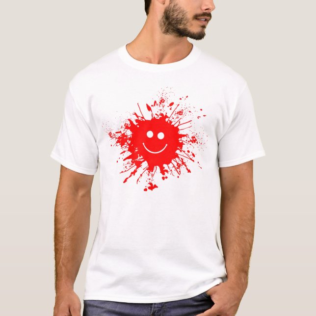 Röd färgplattermus i Humor T Shirt (Framsida)