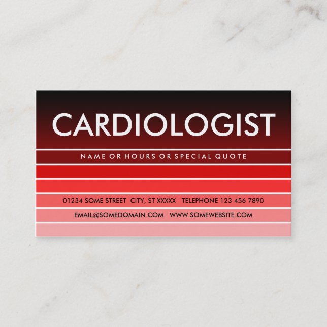 röd färgruta CARDIOLOGIST Visitkort (Framsida)