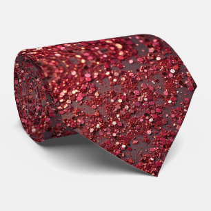 Röd Faux Glitter + Silke Lyxig Herrskaps- Slips