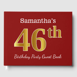 Röd, Faux Guld 46:e Födelsedagsfesten + Anpassat n Gästböcker
