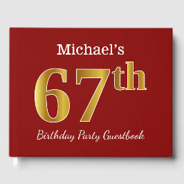 Röd, Faux Guld 67:e Födelsedagsfesten + Anpassat n Gästböcker