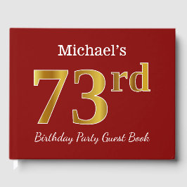 Röd, Faux Guld 73:e Födelsedagsfesten + Anpassat n Gästböcker