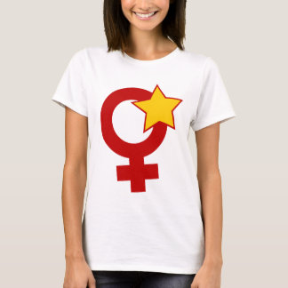 Röd feminist på vitbabyen - docka t-shirt