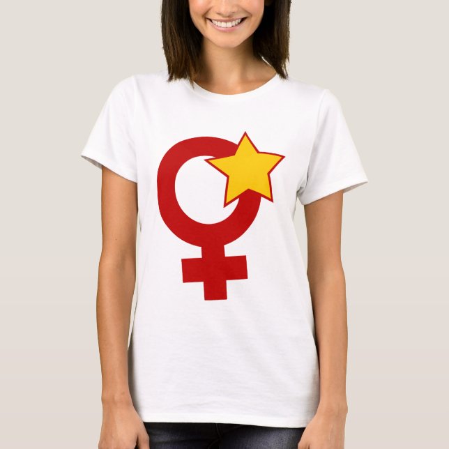 Röd feminist på vitbabyen - docka t-shirt (Framsida)