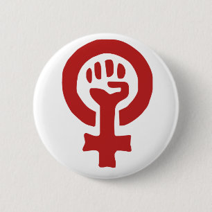 Röd feministisk symbol knapp