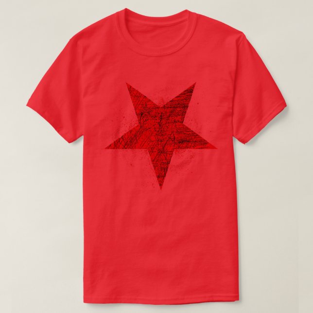 Röd femspetsig Inverterad symbol T Shirt (Design framsida)