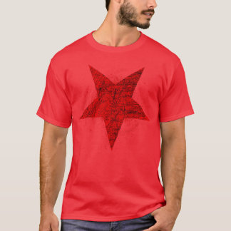 Röd femspetsig Inverterad symbol T Shirt
