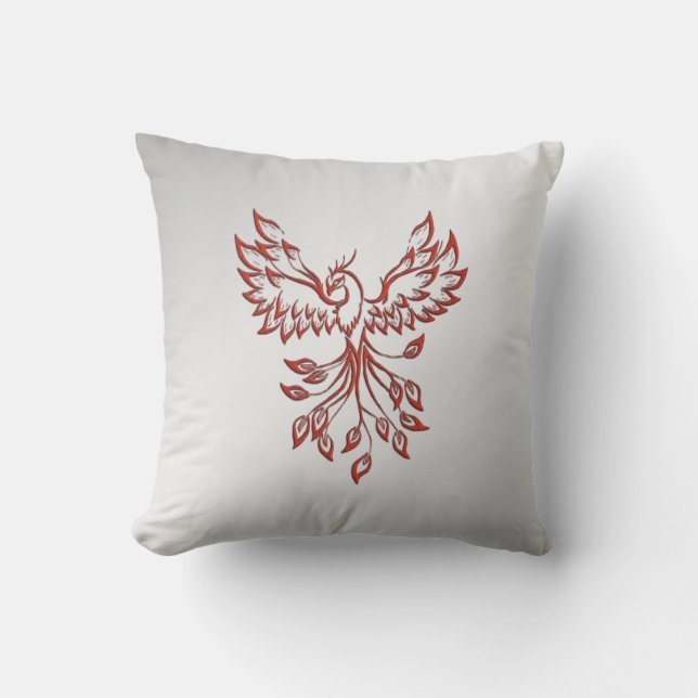 Röd Fenix Stiger Silver Kudde (Framsida)