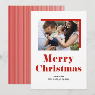 Röd Festiv Djärv Typografi Jul Foto Julkort