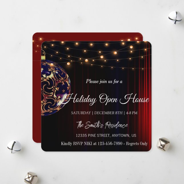 Röd festlig elegans av lampans höjtkort julkort (Fram/Back In Situ)